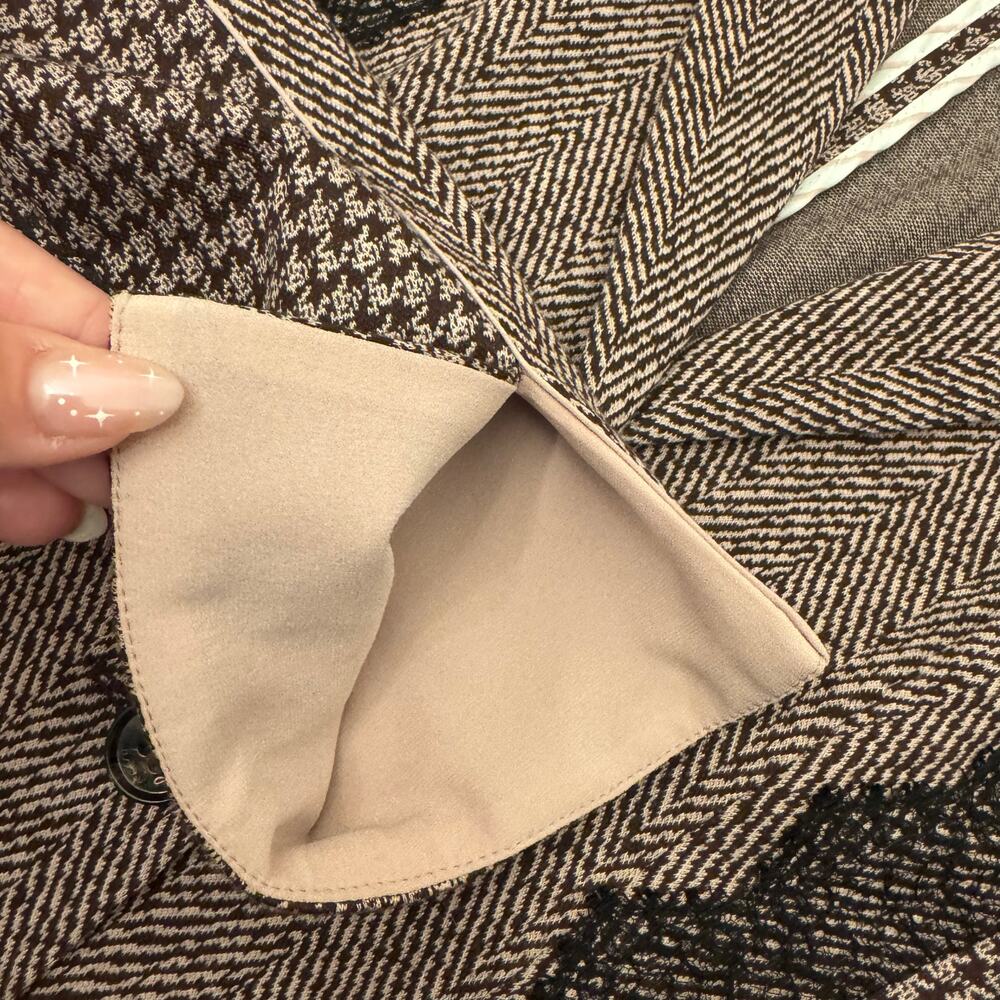 Marc Cain Houndstooth Herringbone Button Up Lace … - image 6